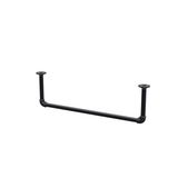 Portant à vêtements suspendu au plafond en tubes d'acier peints noir mat Ø 27 mm — largeur 76 cm, hauteur sous plafond 22 cm, vue de trois quarts sur fond blanc