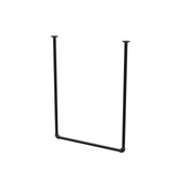 Portant à vêtements suspendu au plafond en tubes d'acier peints noir mat Ø 27 mm — largeur 76 cm, hauteur sous plafond 102 cm, vue de trois quarts sur fond blanc