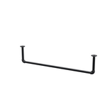 Portant à vêtements suspendu au plafond en tubes d'acier peints noir mat Ø 27 mm — largeur 106 cm, hauteur sous plafond 22 cm, vue de trois quarts sur fond blanc