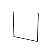 Portant à vêtements suspendu au plafond en tubes d'acier peints noir mat Ø 27 mm — largeur 106 cm, hauteur sous plafond 102 cm, vue de trois quarts sur fond blanc
