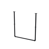 Portant à vêtements suspendu au plafond en tubes d'acier peints noir mat Ø 27 mm — largeur 76 cm, hauteur sous plafond 83 cm, vue de trois quarts sur fond blanc
