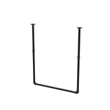 Portant à vêtements suspendu au plafond en tubes d'acier peints noir mat Ø 27 mm — largeur 76 cm, hauteur sous plafond 93 cm, vue de trois quarts sur fond blanc