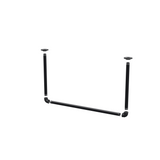 Portant à vêtements suspendu au plafond en tubes d'acier peints noir mat Ø 27 mm — vue éclatée des pièces du kit
