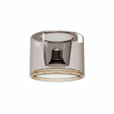 LED-Donut-Lampe E27 aus Rauchglas, Ø 120 mm, Dreiviertelansicht, weißer Hintergrund