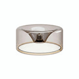 LED-Donut-Lampe E27 aus Rauchglas, Ø 195 mm, ausgeschaltet, versenkter E27-Sockel sichtbar, weißer Hintergrund