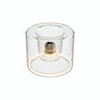 LED-Donut-Lampe E27 aus klarem Glas, Ø 120 mm, eingeschaltet, warmer Lichtring, weißer Hintergrund