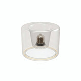 LED-Donut-Lampe E27 aus klarem Glas, Ø 120 mm, Dreiviertelansicht, weißer Hintergrund
