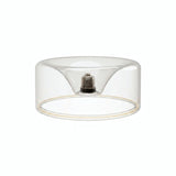 LED-Donut-Lampe E27 aus klarem Glas, Ø 195 mm, ausgeschaltet, versenkter E27-Sockel sichtbar, weißer Hintergrund