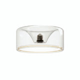 LED-Donut-Lampe E27 aus klarem Glas, Ø 195 mm, Dreiviertelansicht, weißer Hintergrund