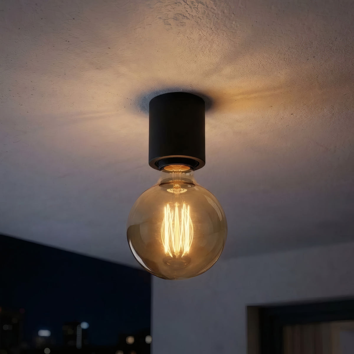 E27-Fassung für Wand oder Decke, wasserdicht IP44 — Schwarz