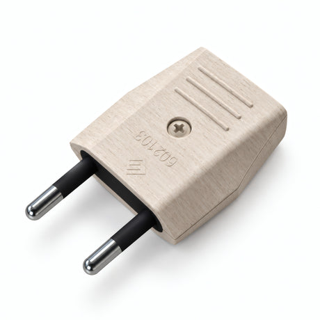 Europäischer 2-poliger Stecker mit axialem Kabelausgang — Holzoptik