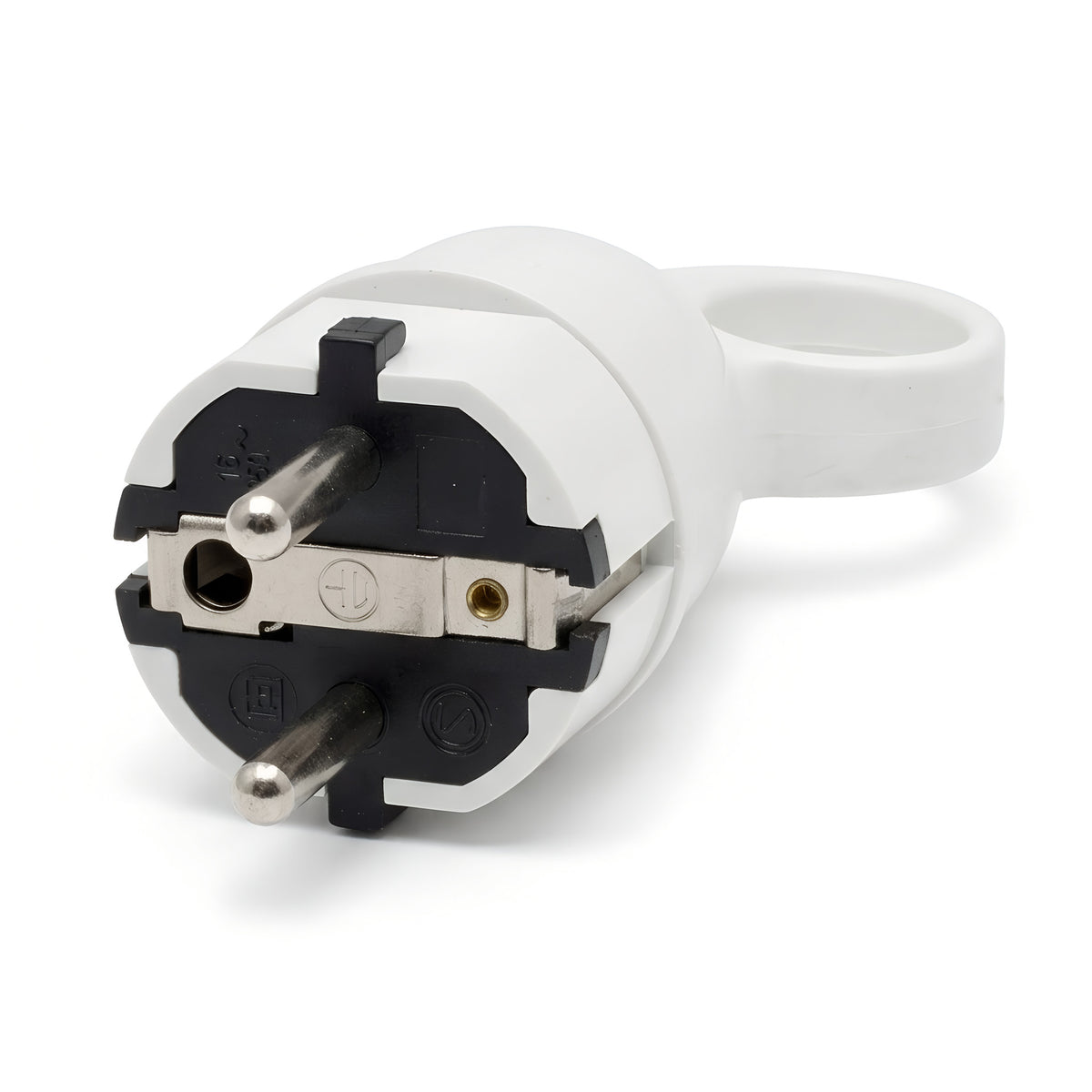 Schuko-Stecker mit Auszugsring — Weiß