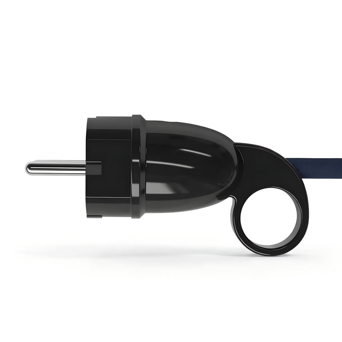 Schuko-Stecker mit Auszugsring — Schwarz