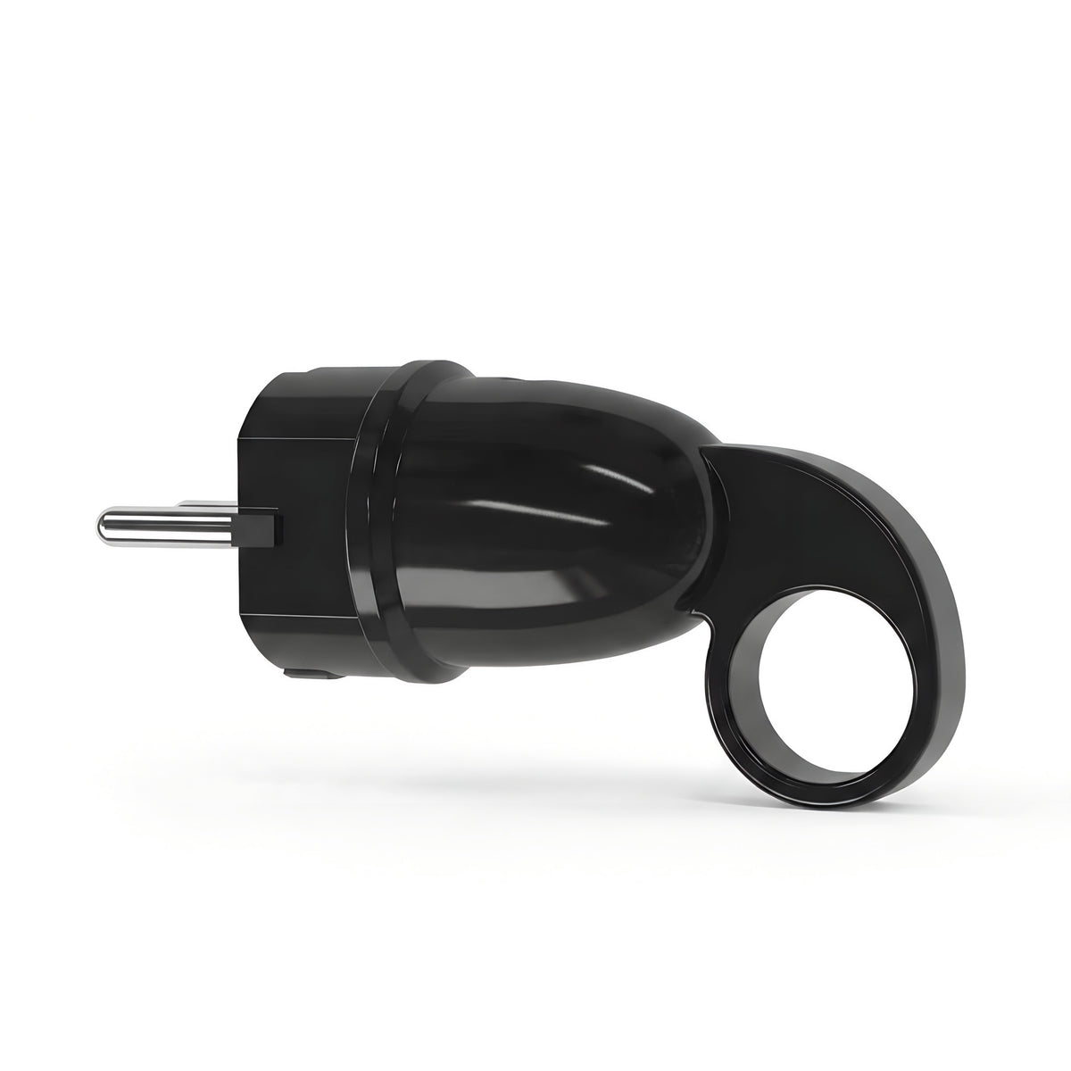 Schuko-Stecker mit Auszugsring — Schwarz