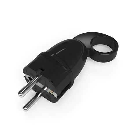 Schuko-Stecker mit Auszugsring — Schwarz