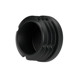 Schwarzer Lamellenstopfen für Fitting mit Innengewinde 3/4″ 20x27, Unteransicht: hohler Körper und Lamellen