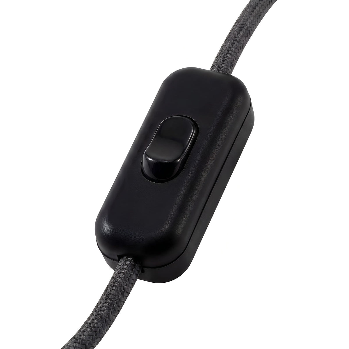 Zweipoliger Schnurschalter (Wippe) für Lampenkabel — Schwarz