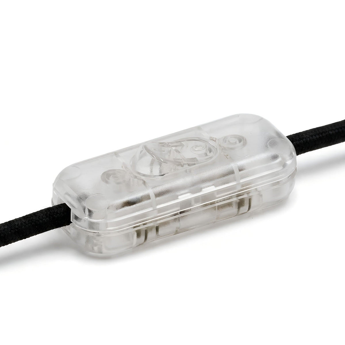 Zweipoliger Schnurschalter (Wippe) für Lampenkabel — Transparent