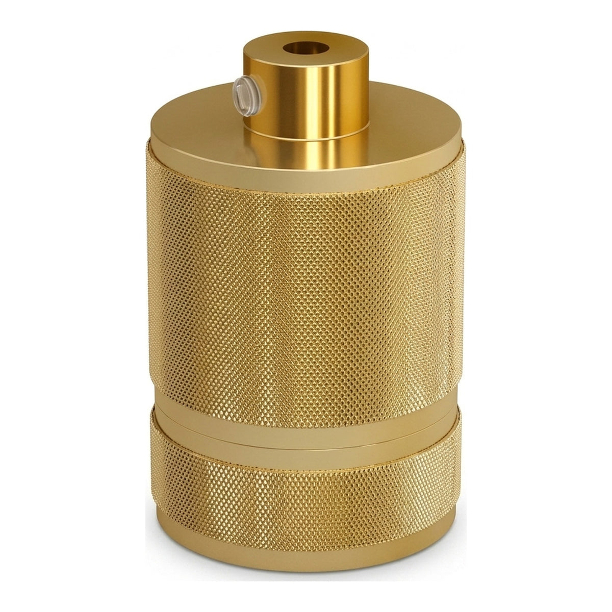 E27-Fassung aus gerändeltem Aluminium mit Doppelring — Messing