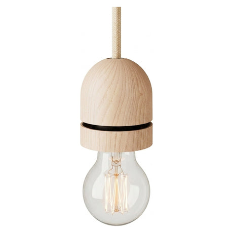 Halbkugelförmige E27-Fassung aus Holz mit Gewinde für Lampenschirm