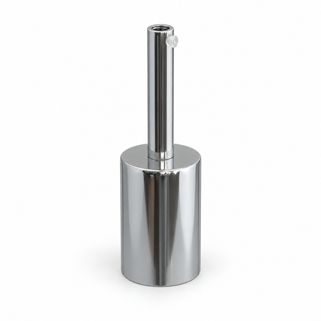 Zylindrisches E27-Fassungsset aus Metall — Zugentlastung 7 cm — Chromoptik — Ansicht 1