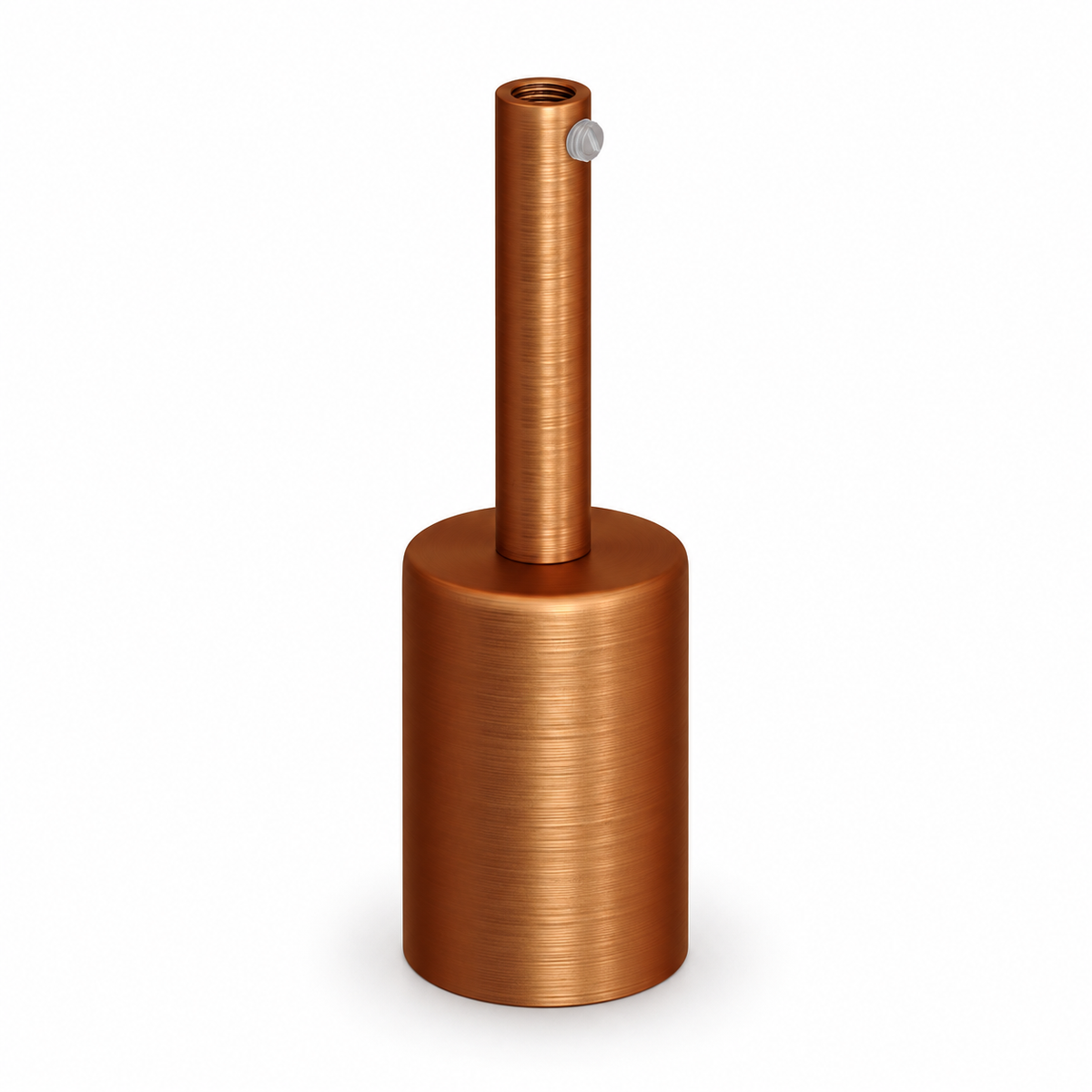 Zylindrisches E27-Fassungsset aus Metall — Zugentlastung 7 cm — satinierte Kupferoptik — Ansicht 1
