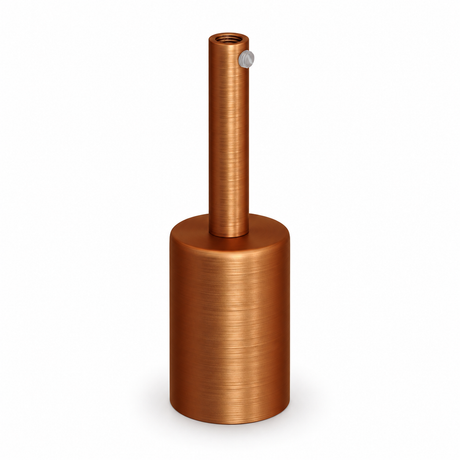 Zylindrisches E27-Fassungsset aus Metall — Zugentlastung 7 cm — satinierte Kupferoptik — Ansicht 1