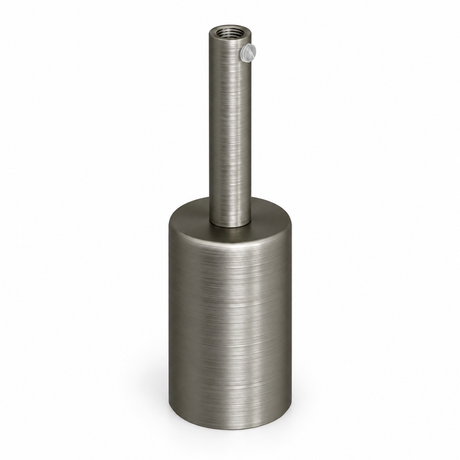 Zylindrisches E27-Fassungsset aus Metall — Zugentlastung 7 cm — satinierte Titanoptik — Ansicht 1