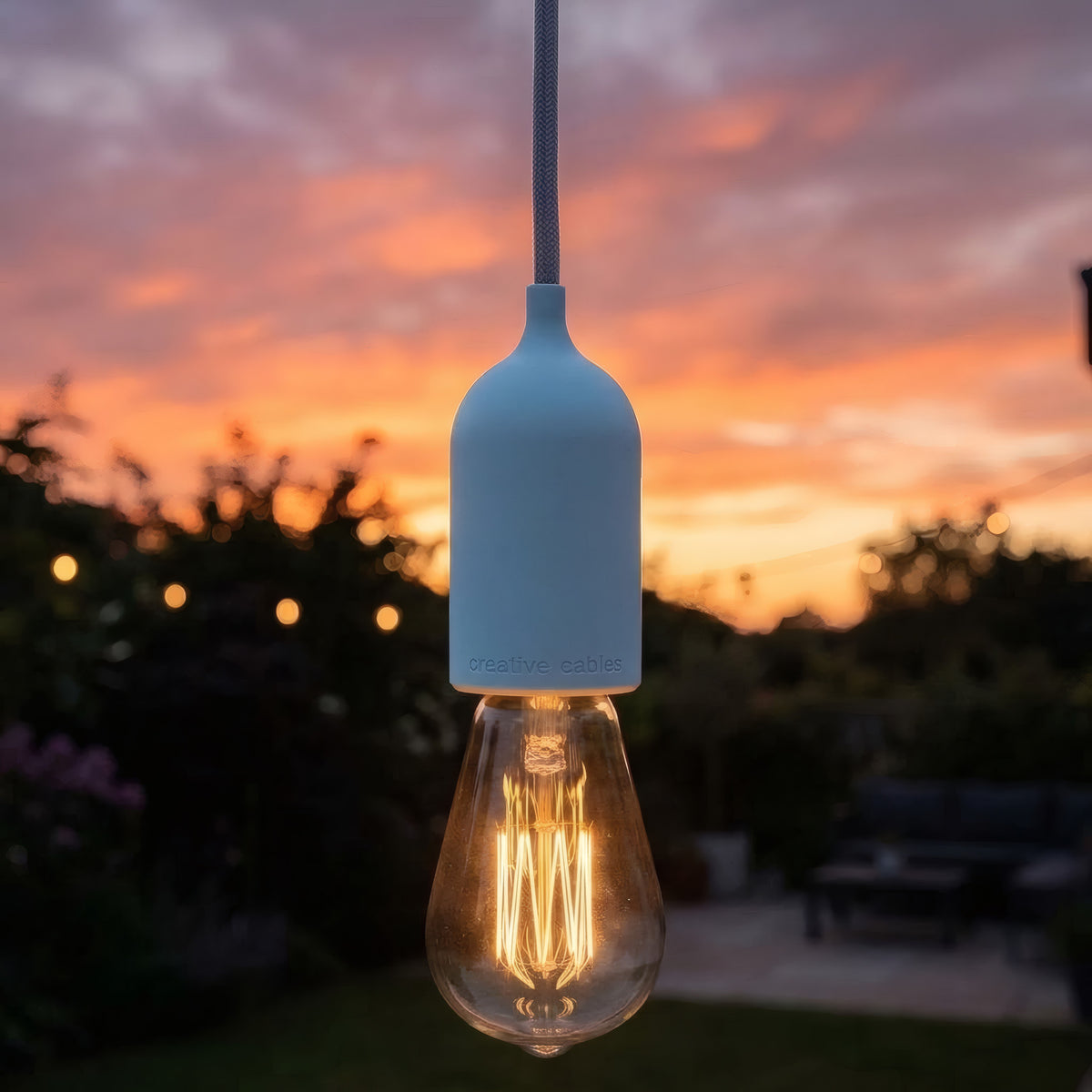 E27-Fassungs-Set aus Silikon in Pastellfarben für außen — Himmelblau