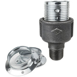E27-Fassungsset aus glänzendem Metall in Silber auf Fitting mit Außengewinde 1/2'' (15x21mm) aus schwarzem Temperguss (Eco)