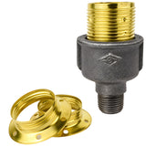 E27-Fassungsset aus glänzendem Metall in Messingoptik auf Fitting mit Außengewinde 1/2'' (15x21mm) aus schwarzem Temperguss (Eco)