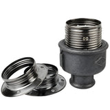 E27-Fassungsset aus glänzendem Metall in Schwarz auf Fitting mit Innengewinde 1/2'' (15x21mm) aus schwarzem Temperguss (Eco)