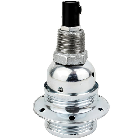 E27-Fassungsset aus glänzendem Metall in Silber auf Fitting mit Außengewinde 1/2'' (15x21mm) aus verzinktem Temperguss