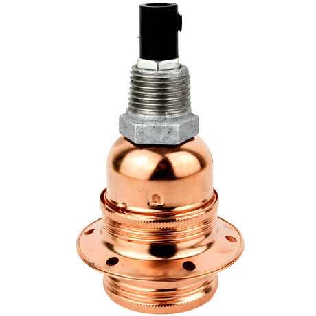 E27-Fassungsset aus glänzendem Metall in Kupferoptik auf Fitting mit Außengewinde 1/2'' (15x21mm) aus verzinktem Temperguss