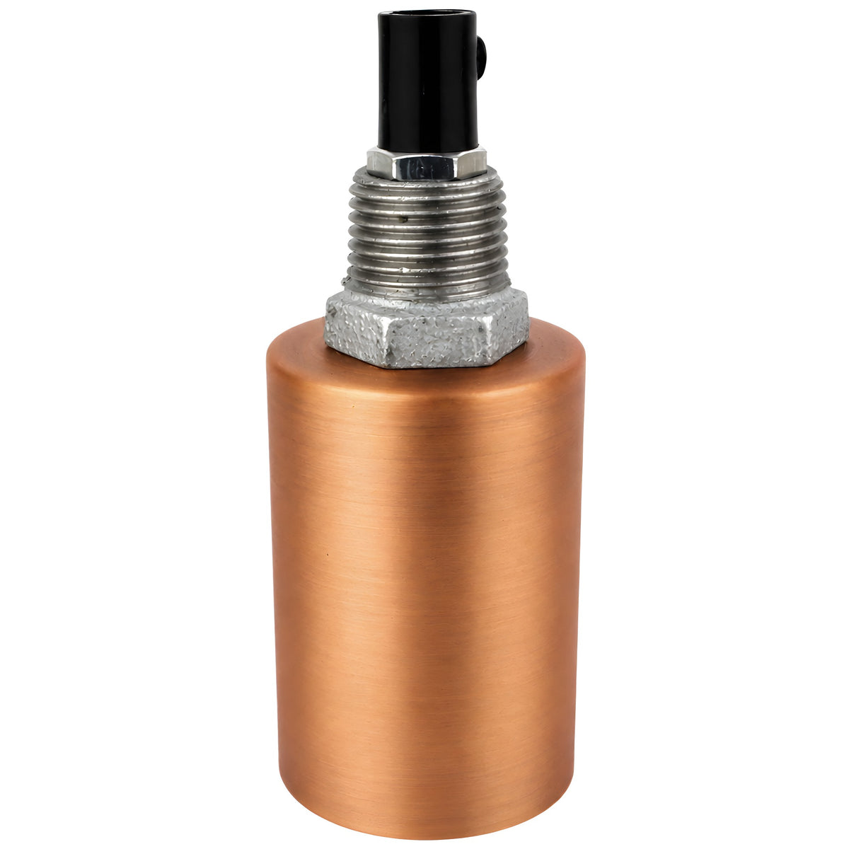 E27-Fassungsset aus glattem Metall in Kupferoptik auf Fitting mit Außengewinde 1/2'' (15x21mm) aus verzinktem Temperguss