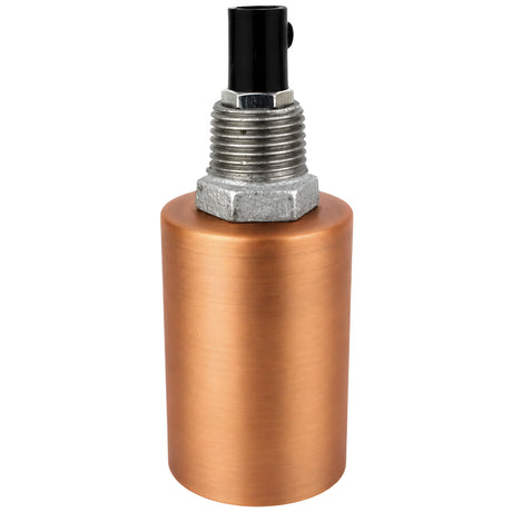 E27-Fassungsset aus glattem Metall in Kupferoptik auf Fitting mit Außengewinde 1/2'' (15x21mm) aus verzinktem Temperguss