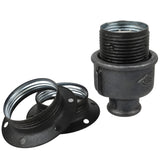 E27-Fassungsset aus mattem Metall in Grau auf Fitting mit Innengewinde 1/2'' (15x21mm) aus schwarzem Temperguss (Eco)