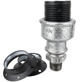 E27-Fassungsset aus mattem Metall in Grau auf Fitting mit Außengewinde 1/2'' (15x21mm) aus verzinktem Temperguss