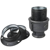 E27-Fassungsset aus mattem Metall in Grau auf Fitting mit Innengewinde aus schwarzem Temperguss (Eco)