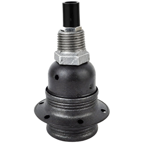 E27-Fassungsset aus mattem Metall in Grau auf Fitting mit Außengewinde 1/2'' (15x21mm) aus verzinktem Temperguss