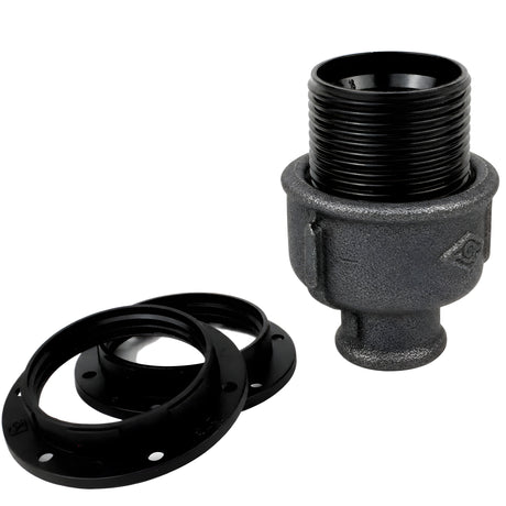 E27-Fassungsset aus Bakelit auf Fitting mit Innengewinde 1/2'' (15x21mm) aus schwarzem Temperguss (Eco)