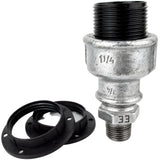 E27-Fassungsset aus Bakelit auf Fitting mit Außengewinde 1/2'' (15x21mm) aus verzinktem Temperguss