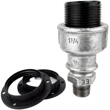 E27-Fassungsset aus Bakelit auf Fitting mit Außengewinde 1/2'' (15x21mm) aus verzinktem Temperguss