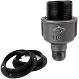 E27-Fassungsset aus Bakelit auf Fitting mit Außengewinde 1/2'' (15x21mm) aus schwarzem Temperguss (Eco)