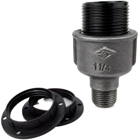 E27-Fassungsset aus Bakelit auf Fitting mit Außengewinde 1/2'' (15x21mm) aus schwarzem Temperguss (Eco)