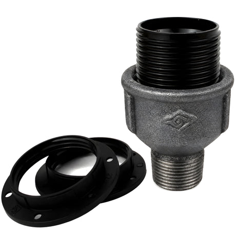 E27-Fassungsset aus Bakelit auf Fitting mit Außengewinde aus schwarzem Temperguss (Eco)
