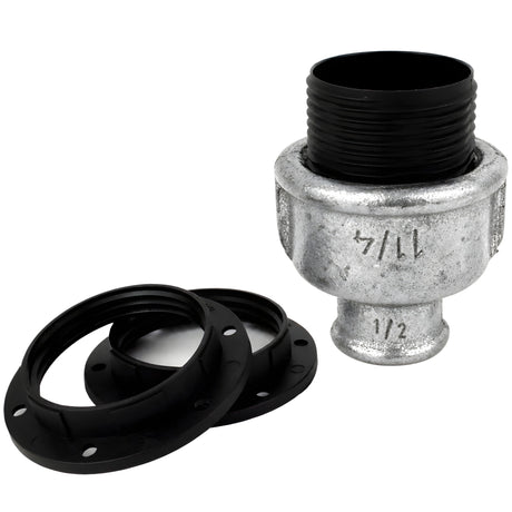 E27-Fassungsset aus Thermoplast auf Fitting mit Innengewinde 1/2'' (15x21mm) aus verzinktem Temperguss