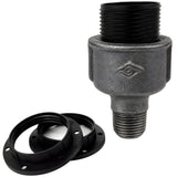 E27-Fassungsset aus Thermoplast auf Fitting mit Außengewinde 1/2'' (15x21mm) aus schwarzem Temperguss (Eco)
