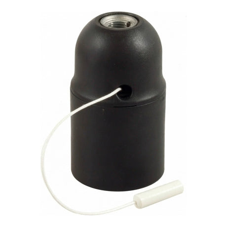 E27-Fassung aus Thermoplast mit Zugschalter — Schwarz
