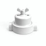 Porzellan-Wechselschalter-Set mit Flügelmutter und Sockel — Weiß / Weiß / 2 Auslässe in Reihe